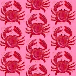 red heart crabs on pink