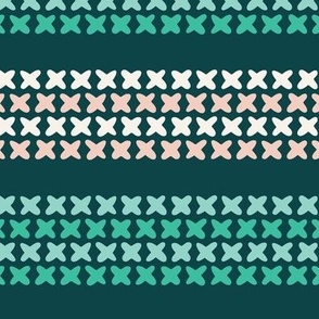 Cross Stitch Stripe | Regular Scale | Teal Blush and Off-White