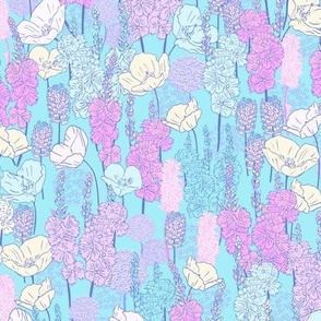 Pastel floral of wild meadow flowersfor home decor