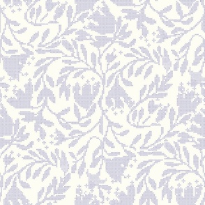 Cross Stitch Romantic Embroidery Lilac/Ivory