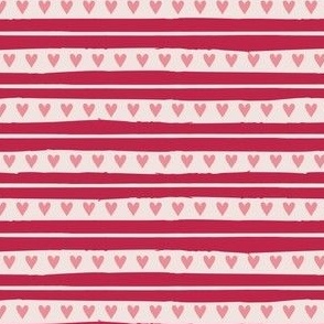Stripes and Hearts Viva Magenta Offwhite
