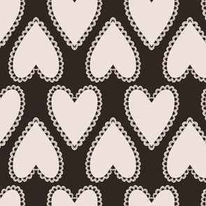 Lace Hearts Black Offwhite