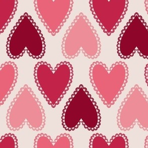 Lace Hearts Offwhite Pink Viva Magenta