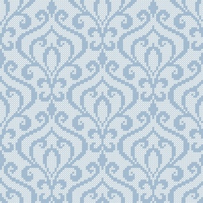 Ara Damask Embroidery Blue Grey