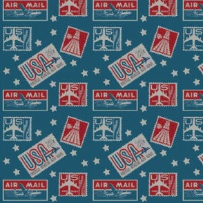 Air Mail Stamp Collage - Cross Stitch