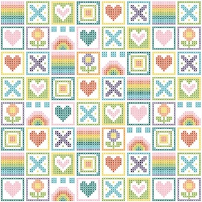 Cross stitch sunny rainbow valentine small