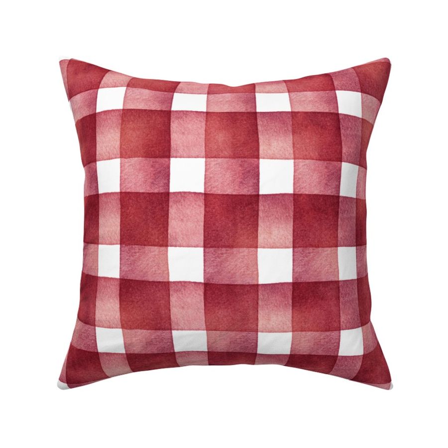 Watercolor Scarlet Plaid LS Fabric | Spoonflower