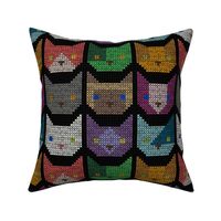 cross stitch cat - handmade texture - embroidery cats - cat fabric and wallpaper