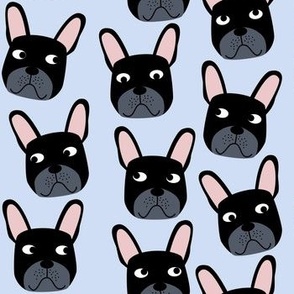 Black French Bulldogs With Pink Ears Light  Blue Small Scale