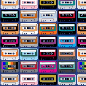 Cassette tapes on blue
