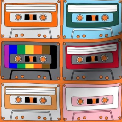 Cassette tapes on orange