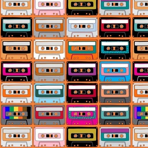 Cassette tapes on orange