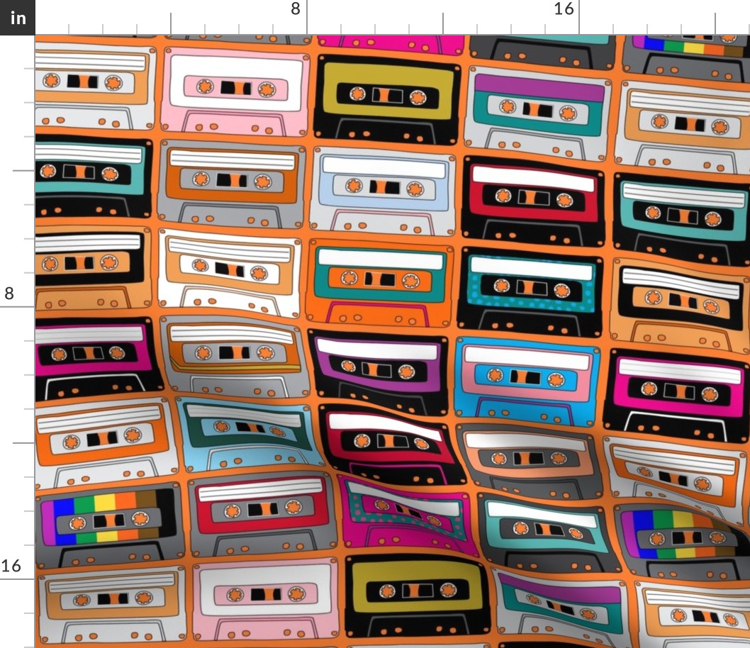 Cassette tapes on orange