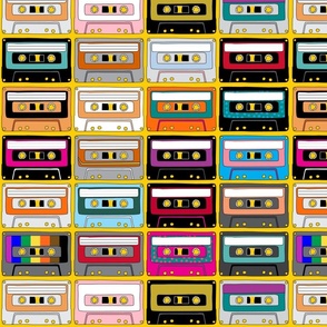 Cassette tapes on yellow