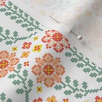 Geometric Floral- Cross Stitch Flowers- Pixel Art- Spring- Small