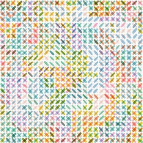Multicoloured cross stitch on ivory / asta_barrington