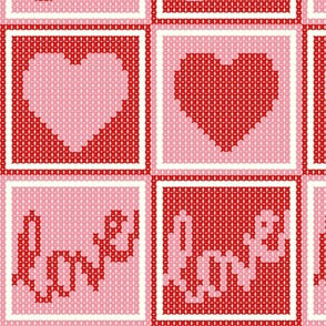 Love and Heart Valentine Cross Stitch (large)