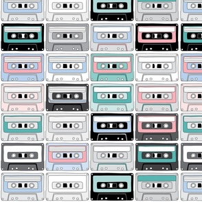 Cassette tapes pastel white