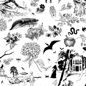 Southern Gothic Toile - Black and White