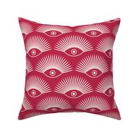 Art Deco Evil Eye - White on Pantone Viva Magenta