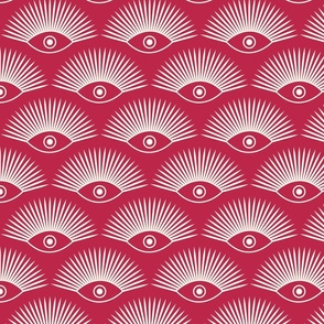 Art Deco Evil Eye - White on Pantone Viva Magenta