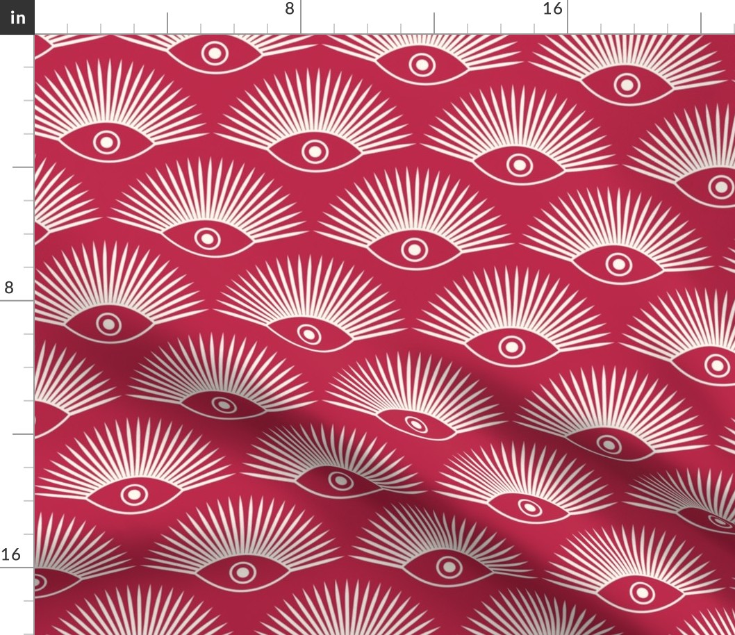 Art Deco Evil Eye - White on Pantone Viva Magenta