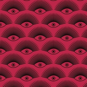 Art Deco Evil Eye - Black on Pantone Viva Magenta