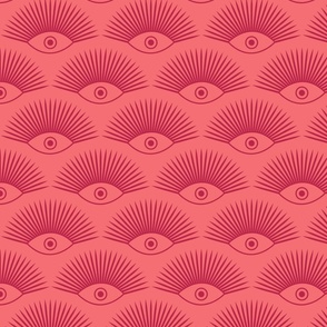 Art Deco Evil Eye - Pantone Viva Magenta on Pink