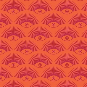 Art Deco Evil Eye - Pantone Viva Magenta on Bright Orange