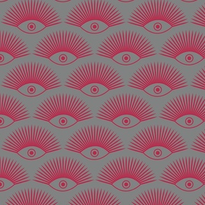 Art Deco Evil Eye - Pantone Viva Magenta on Neutral Gray