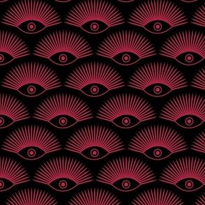 Art Deco Evil Eye - Pantone Viva Magenta on Black