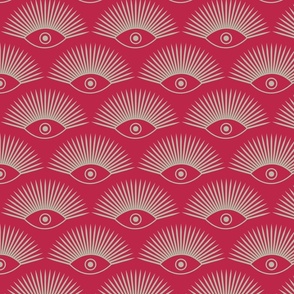 Art Deco Evil Eye - Benjamin Moore October Mist on Pantone Viva Magenta