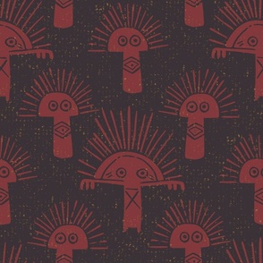 Brazilian Indigenous Rock Paintings taupe red 