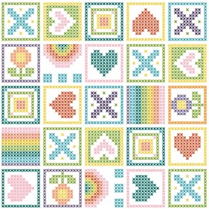 Cross stitch sunny rainbow valentine multi directional