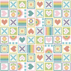 Cross stitch sunny rainbow valentine multi directional small