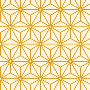 13 Geometric Stars- Japanese Hemp Leaves- Asanoha- Marigold Orange on Off White Background- Petal Solids Coordinate- Medium
