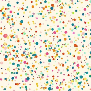 Confetti Polka Dots Ditsy - Multicolor on Cream - Large Scale (Colors, Confetti & Kimono Dolls)