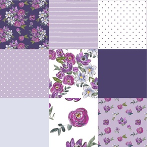 february florals cheater quilt - purple