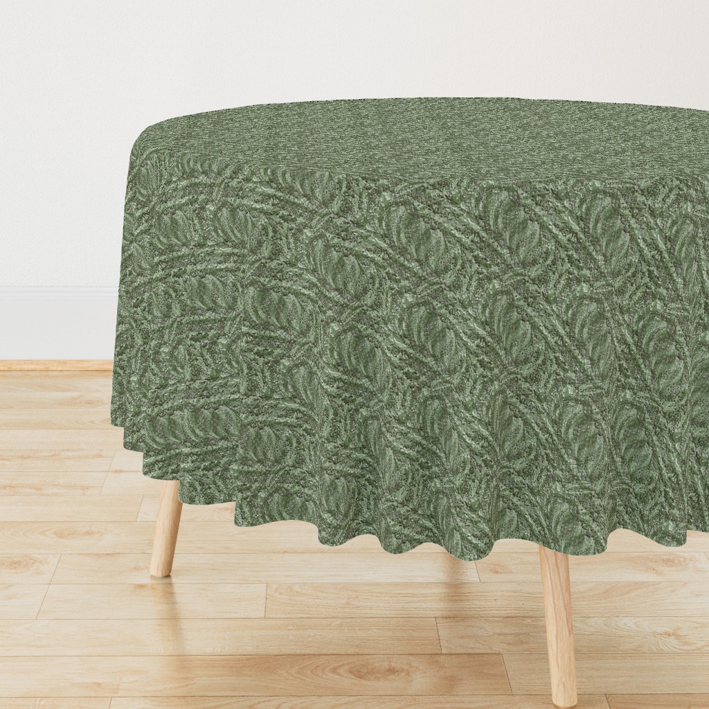 Flowing Textured Leaves Dramatic Elegant Classy Large Neutral Interior Monochromatic Green Blender Earth Tones Sage Green Gray 7D8E67 Dynamic Black Brown 29251A Subtle Modern Abstract Geometric