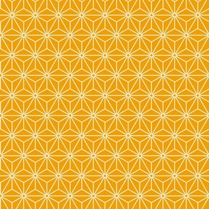13 Geometric Stars- Japanese Hemp Leaves- Asanoha- White on Marigold Orange Background- Petal Solids Coordinate- Small