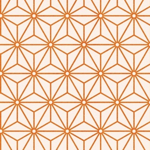 14 Geometric Stars- Japanese Hemp Leaves- Asanoha- Carot Orange on Off White Background- Petal Solids Coordinate- Medium