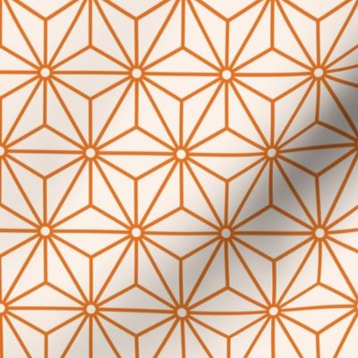 14 Geometric Stars- Japanese Hemp Leaves- Asanoha- Carot Orange on Off White Background- Petal Solids Coordinate- Small