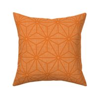 14 Geometric Stars- Japanese Hemp Leaves- Asanoha- Linen Texture on Carot Orange Background- Petal Solids Coordinate- Medium