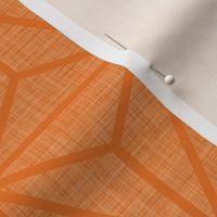 14 Geometric Stars- Japanese Hemp Leaves- Asanoha- Linen Texture on Carot Orange Background- Petal Solids Coordinate- Medium