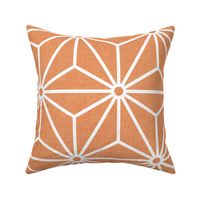 14 Geometric Stars- Japanese Hemp Leaves- Asanoha- White on Carot Orange Background- Petal Solids Coordinate- Extra Large