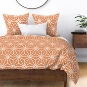 14 Geometric Stars- Japanese Hemp Leaves- Asanoha- White on Carot Orange Background- Petal Solids Coordinate- Extra Large