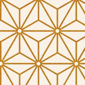 15 Geometric Stars- Japanese Hemp Leaves- Asanoha- Desert Sun Gold Mustard on Off White Background- Petal Solids Coordinate- Extra Large