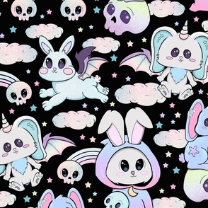 Pastel bunnies black large