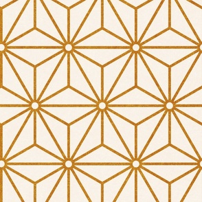 15 Geometric Stars- Japanese Hemp Leaves- Asanoha- Desert Sun Gold Mustard on Off White Background- Petal Solids Coordinate- Large
