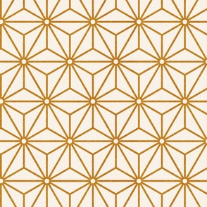 15 Geometric Stars- Japanese Hemp Leaves- Asanoha- Desert Sun Gold Mustard on Off White Background- Petal Solids Coordinate- Medium
